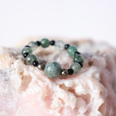 Pierścionek Agat Mszysty, Piryt, Onyks