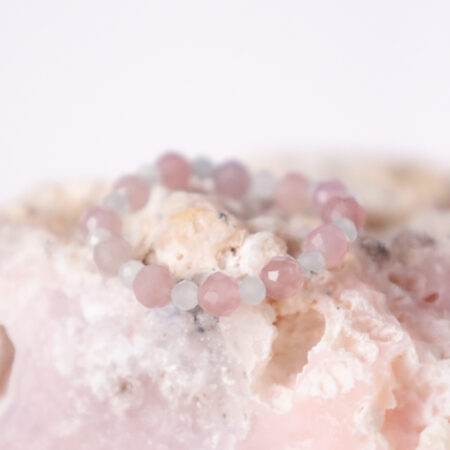 Pierścionek Kwarc Różowy, Akwamaryn